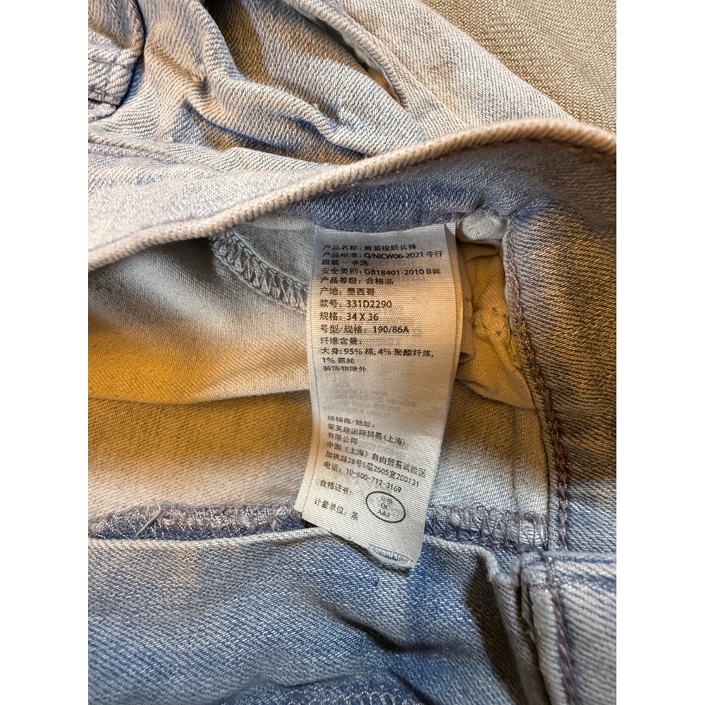Hollister Slim Straight Epic Flex Light Wash Jeans Mens 34x36 Blue 331D2290 1791 - Picture 4 of 9